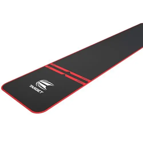 Produktbild: Target Darts World Champion Dart-Matte Schwarz und Rot | Dart Oche Matte mit Softdart und Steeldart Wurfabständen | rutschfeste Teppichmatte für Boden und Dartspitzen Schutz | Dart Zubehör