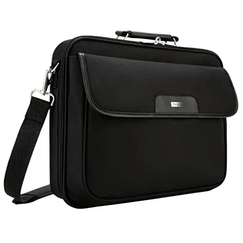Produktbild: Targus Notepac Clamshell Case, elegante Laptoptasche 15.6 Zoll, hochwertiges Design dank Nylon & Koskin Material, Umhängetasche mit gut sortierter Aufteilung – Schwarz, CN01