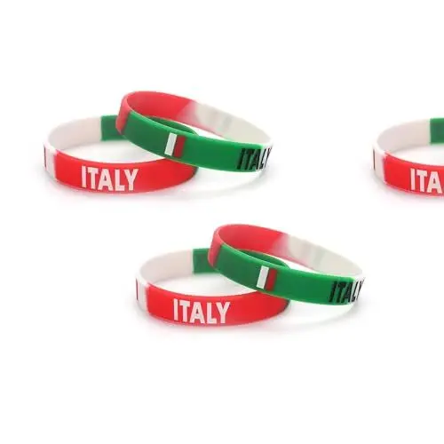 Produktbild: TARIFA UNITED 5 italienische Armbänder Silikon italienische Flagge Gadget Italien Souvenir Italien Flaggen Italien bunte Gummiarmbänder italienische Flagge Silikonarmbänder, 202*12*2mm, Silikon