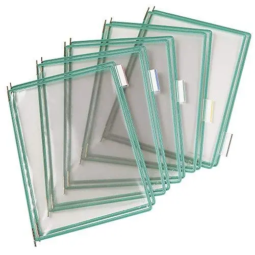 Produktbild: Tarifold 114005 - A4 PVC-Taschen mit Zapfen für Wanddisplayset und Dokumentenablage aus Metall, grün, 10 Taschen