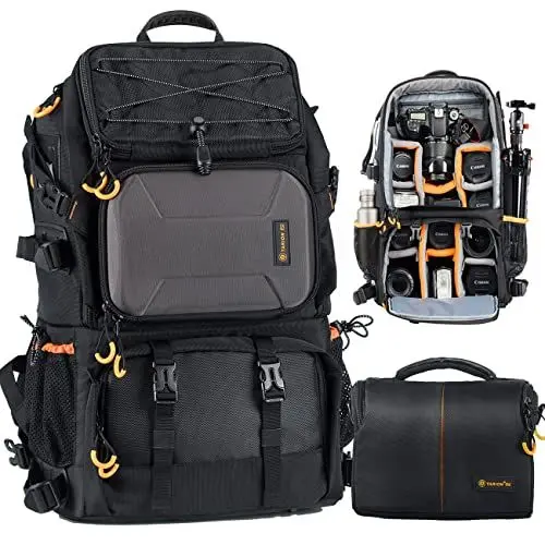 Produktbild: TARION Kamerarucksack Groß Fotorucksack Spiegelreflex: DSLR SLR Kameratasche mit 15,6 Zoll Laptopfach Wasserdicht Regenhülle für Spiegelreflexkameras Digital Objektive Stative 25 Liter PB-01