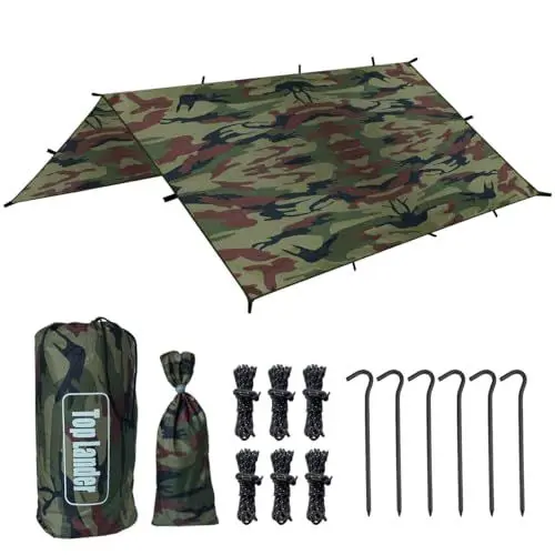Produktbild: Tarp 4x4 Wasserdicht Multifunktionales Zeltplane Ultraleicht Tarpaulin mit ösen Schutz Sonnensegel für Hängematte,Wandern Picknick Outdoor