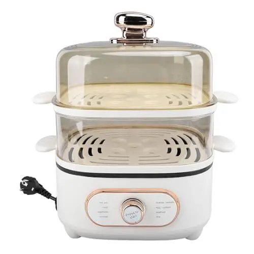 Produktbild: TARSHYRY 2-stufiger Elektrischer Dampftopf, Elektrischer Dampfgarer, 1200 W, 10,5 L, Stapelbarer Mehrzweckkocher, Elektrischer Hot Pot mit Dampfplatte für Suppe, Nudeln, Haferflocken