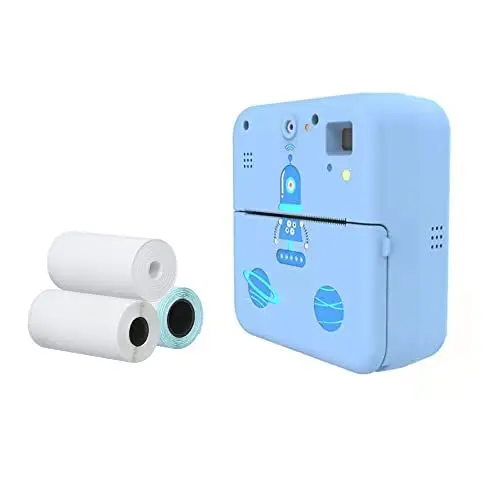Produktbild: Taschen-Fotodrucker, Kinderdrucker, Kabelloser Thermo-Etikettendrucker mit Kamera, Multifunktionale App, USB-Aufladung für Smartphones (Blue)
