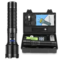 Produktbild: Taschenlampe Led Aufladbar, Led Taschenlampe Extrem Hell 5000 Lumen mit 5000mAh AKKU und 3pcs AAA Batterie, 7 Lichtmodi Taktische Taschenlampe Wasserdicht für Camping, Angeln, Outdoor, Notfälle