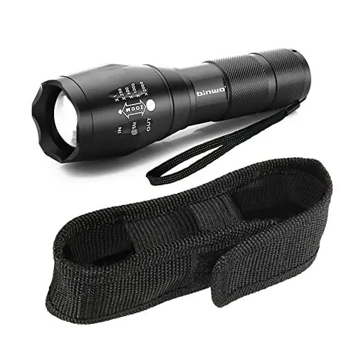 Produktbild: Taschenlampe Outdoor, Binwo Super Helle CREE LED Taschenlampe 2000 Lumen, 5 Modis Einstellbar Fokus Wasserdicht Taschenlampen mit Nylonholster für Camping & Outdoor Aktivitäten, Enthält keine Batterie