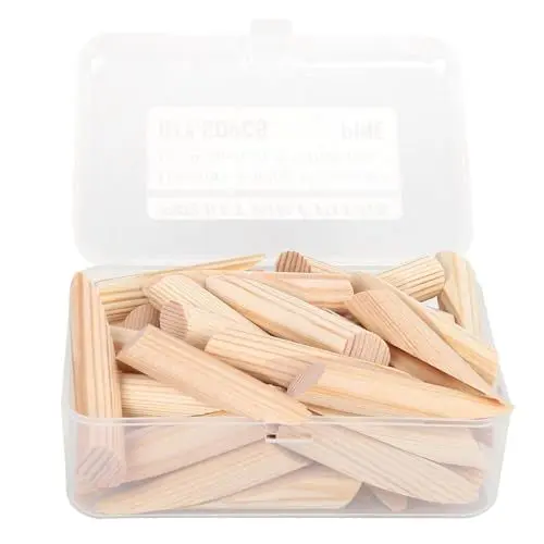 Produktbild: Taschenlochstopfen – 50 Stück Holz-Taschenlochstopfen, Holzbearbeitungsschrauben, Dübel-Set, Schrägbohrwerkzeuge