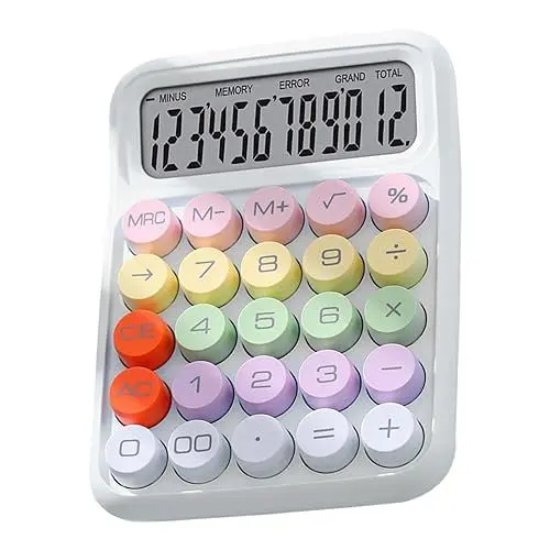 Produktbild: Taschenrechner, Multifunktionaler Farbiger Elektronischer Taschenrechner, Mechanische Tastatur, Spritzwassergeschützt, für die Schule und zu Hause (Weiß)