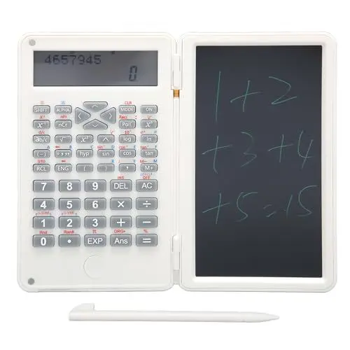 Produktbild: Taschenrechner mit Notizblock, 12-stelliger Tischrechner mit Großem LCD-Display, Stummgeschalteter Wissenschaftlicher Taschenrechner für Büro, Schule und Unternehmen (White)