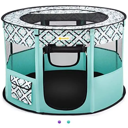 Produktbild: TASDISE faltbar Haustier Laufstall Hund Katze Laufstall faltbar Welpe Laufstall Upgrade Hund Stift Hundekäfig Haustier Übung Zwinger Zelt für Welpe Hund Katze Kaninchen, ideal für Indoor Outdoor