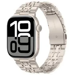 Produktbild: Tasikar Kompatibel mit Apple Watch Armband 49mm 46mm (Series 10) 45mm 44mm 42mm Massives Edelstah Metall Herren Damen Band Kompatibel mit Apple Watch SE Series 10 9 8 7 6 5 4 3, Polarstern