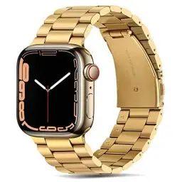 Produktbild: Tasikar Metall-Armband aus Edelstahl kompatibel mit Apple Watch SE 2 SE Serie 9 8 7 6 5 4 3 2 1 (45 mm, 44 mm, 42 mm Premium), Gold