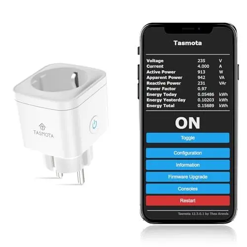 Produktbild: Tasmota Steckdose mit Stromzähler, EIGHTREE Alexa WLAN Smart Steckdose, Smart Home, ESP8685 mit Home Assistant, MQTT, Domoticz, OpenHAB, ioBroker, 16A, nur 2,4GHz-WLAN, 1pc