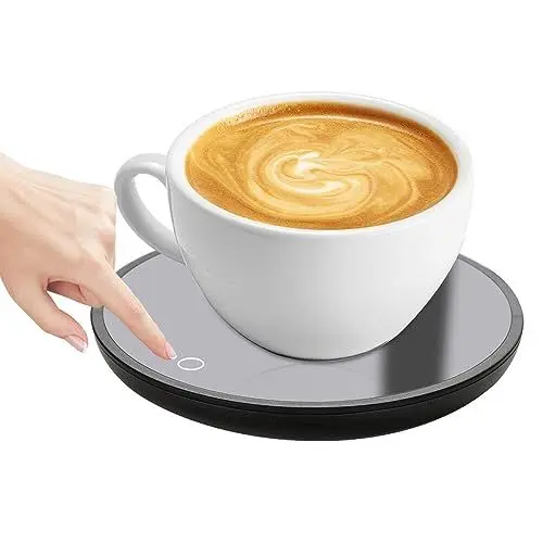 Produktbild: Tassenwärmer, CJBIN Elektrischer Kaffeewärmer mit 2 Temperatureinstellungen, Kaffeetassenwärmer, Büro Schreibtisch Gadgets, Getränkewärmer für für Kakao, Tee, Wasser, Milch Wärmeplatte (Schwarz)