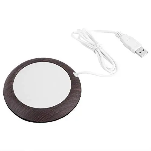 Produktbild: Tassenwärmer Pad, Fydun Heizkissen USB Holzmaserung Tassenwärmer Heißgetränk Untersetzer Büro Tee Kaffee Getränkewärmer für Büro Zuhause (Tiefes Walnusskorn)