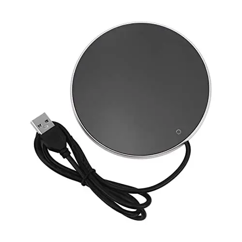 Produktbild: Tassenwärmer mit USB Anschluss, Kaffeewärmer Tassen Warmhalteplatte Kaffeetassenwärmer konstante Temperatur 55 °C für Zuhause Büro und unterwegs (Silber)