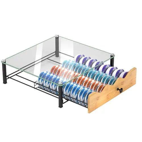 Produktbild: Tassimo Kapselhalter, 64 Stück T-Disc Kaffeekapseln für Bosch Tassimo Ständer & Kapsel Aufbewahrungsschublade, Antivibrationsdesign (Gehärtetes Glas)