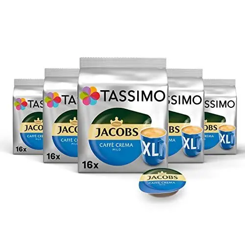 Produktbild: Tassimo Kapseln Jacobs Caffè Crema Mild XL, 5 x 16 Pads, 80 Kaffeekapseln