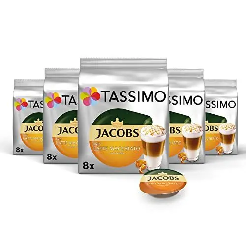 Produktbild: Tassimo Kapseln Jacobs Typ Latte Macchiato Caramel, 5 x 8 Pads, 40 Kaffeekapseln