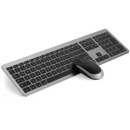 Produktbild: Tastatur Maus Set Kabellos, seenda Ultra-Dünne Wiederaufladbare Funktastatur mit Maus, Ergonomische Keyboard Mouse mit Silikon Staubschutz für PC/Laptop/Smart TV, DE QWERTZ Layout (Schwarz&Grau)