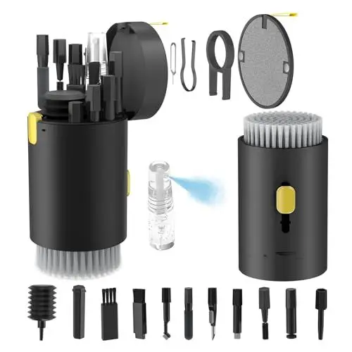 Produktbild: Tastatur Reinigungsset, 20 in 1 Screen Cleaner Kit Handy, Tastaturreiniger mit Bürste Keyboard Cleaner, Airpod, Laptop Cleaner for Tablet, Computer, PC-Monitor, Kamera mit Spray-Schwar
