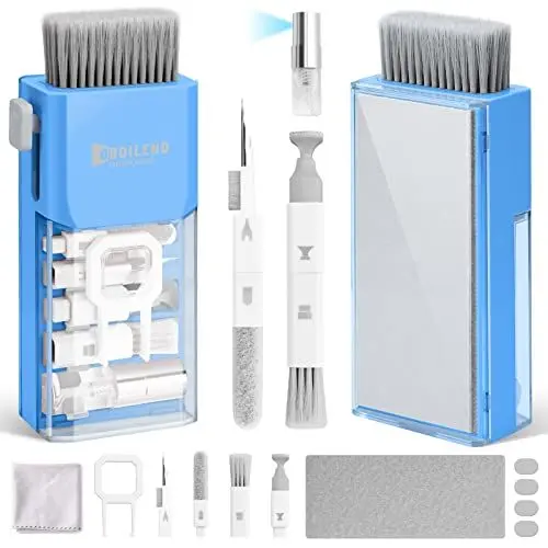 Produktbild: Ordilend Tastatur Reinigungsset, Alles in 1 Screen Cleaner Kit for iPhone Pro Handy, Tastaturreiniger mit Bürste Laptop Keyboard Cleaner for Tablet, Computer, PC Monitor,Kamera mit Patent Himmelblau