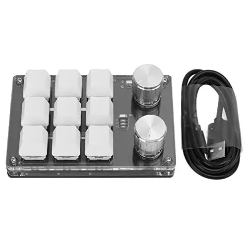 Produktbild: Tastatur mit 9 Tasten, Einhand-Tastatur mit Knöpfen, USB-BT-Dual-Modus, Programmierbare Makro-Tastatur für Bürospiele, Musik
