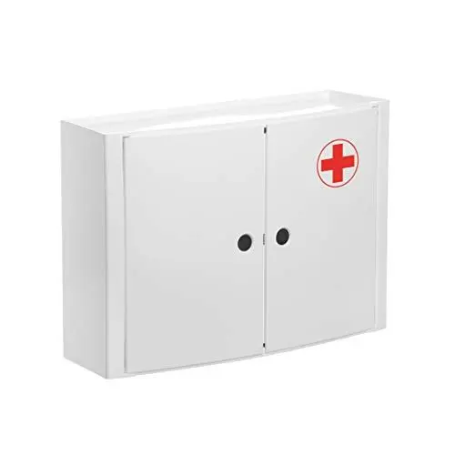 Produktbild: Tatay Horizontaler Badezimmerschrank mit 2 Kunststoff- und Polypropylen-Türen, weiß. Maße 46X15.5X32 Cm
