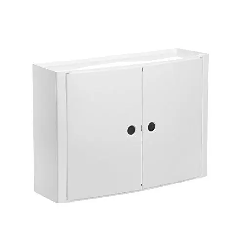 Produktbild: TATAY Badschrank Hängeschrank Horizontal | Wandmontage mit oder ohne Schrauben | Polypropylen | Schrauben Inklusive | Leicht zu Reinigen | Belastbar bis 8kg | Robuster Kunststoff | 46x15,5x32cm - Weiß