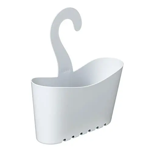 Produktbild: TATAY Duschkorb mit Haken, Polypropylen, Multifunktionskorb, Ermöglicht das Aufhängen des Korbes in der Dusche, Weiß, Maße 25 x 9 x 28 cm