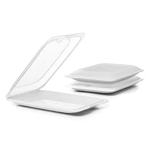 Produktbild: TATAY Aufschnittboxen für Kühlschrank | 3er Set Standard | Frischhaltedosen mit Deckel, Stapelbar | Geeignet für Gefrierschrank, Mikrowelle und Spülmaschine | BPA-frei, 17x3,2x25,2 cm, Weiß