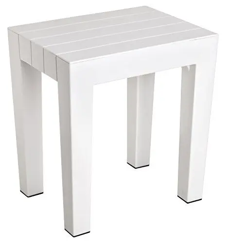 Produktbild: Tatay 4436501 Hocker Sitzbank Lombok, Polypropylen, BPA frei, Holz-Effekt, Anti-UVA-Schutz, Max 130KG, geeignet für Innen- und Außen 38x29x41cm. Weiße Farbe