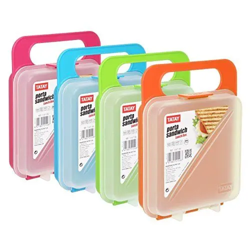 Produktbild: Tatay Brotdose Sandwich Lunchbox,, erweiterbare, BPA frei, wiederverwendbare, Geschirrspüler & MWO, Gefrorenes bis -40º, 1 PC, Zufall. Messung der 14 x 4 x 18 cm