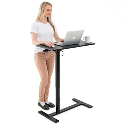 Produktbild: Tatkraft Bliss Airlift Pneumatischer Sitz-Steh Laptoptisch mit Rädern, Höhenverstellbar 74-115 cm Mühelose Gaslift-Regelung, große Tischplatte Geeignet bis 19” Laptops mit Maus, Robust und Stilvoll