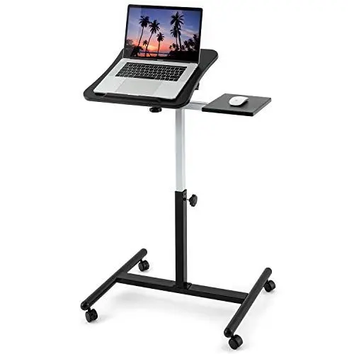 Produktbild: Tatkraft Vanessa - Laptoptisch Höhenverstellbar, mit Mausablage, mit Rollen, Mobil & Ergonomisch für Sofa, Bett, Sessel, MDF-Holz, Stahl, Schwarz