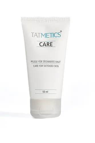 Produktbild: Tatmetics Care 50 ml Tattoo-Nachsorge-Creme Pflege für Tattoos und tätowierte Haut Vegan Hautfreundlich mit Aloe Vera