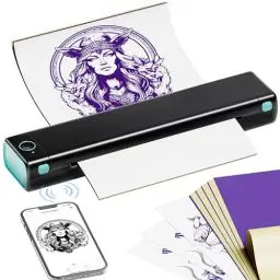 Produktbild: Tattoo Drucker PhoFuta Stencil Drucker mit 10 Blatt Stencil Papier für Tattoo Maschine Set, Thermodrucker Tattoo Kompatibel mit IPad & Telefon & PC für Tattoo Künstler und Anfänger DIY Tattoo, Schwarz