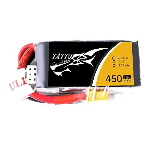 Produktbild: Tattu 2S 450mAh 2S 75C 7,4V Lipo Akku mit XT30 Stecker für kleine FPV-Klingen Torrent 110 Baby Hawk Micro 2 E-Flite 180 CFX
