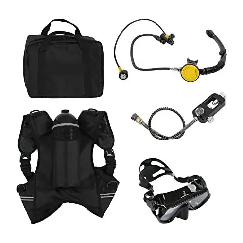 Produktbild: Tauchausrüstung, 2L Sauerstoffflaschen Set, 25-40 Minuten Sicherung Mini Tauchflaschen Kit tragbar Notrettung für Unterwassererkundung Taucherflasche Tauchlufttank Unterwasser Atemkit(#1)