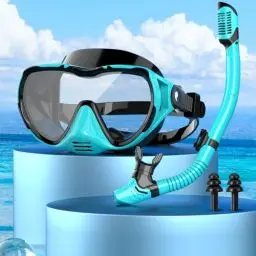 Produktbild: Taucherbrille Erwachsene Taucherbrille Schnorchelmaske 180°Panorama Weitsicht Tauchermaske Auslaufsicher Anti-Leck Schwimmbrille zum Tauchen (Wassergrün-mit Schnorchel)