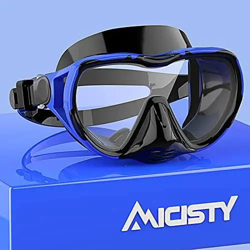 Produktbild: Taucherbrille Schnorchelmaske Taucherbrille Erwachsene Antibeschlag und Anti-Leck Tauchmaske für Freitauchen und Schnorcheln, Lebensmittelqualität Silikon Schürze Gesicht(Blue-Black 1)