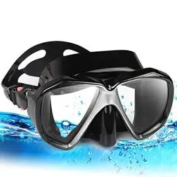 Produktbild: Taucherbrille für Erwachsene mit Anti-Nebel Schnorchelmaske, Schwimmmaske gehärtetem Glas und Nasenabdeckung zum Schnorcheln und Schwimmen (A-Schwarz)