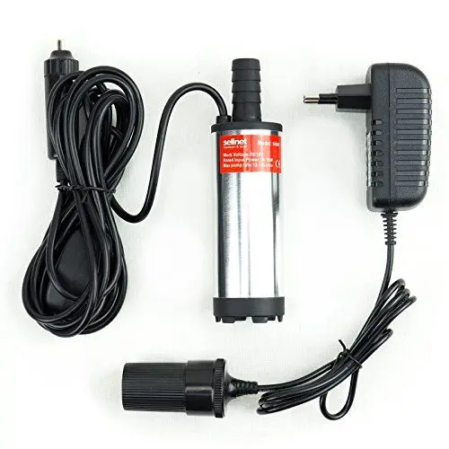 Produktbild: Tauchpumpe 12V / 230V Mini Pumpe für Diesel, Öl, Heizöl – Durchflussrate 12-15 l/min, 38mm Anschluss, Zigarettenanzünder Adapter, Modell SN909-230V
