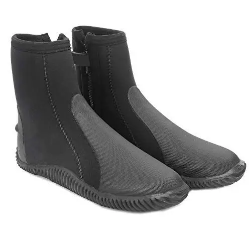 Produktbild: Tauchschuh, 5mm Unisex Neopren Tauchschuh Warm halten Rutschfester Schwimmschnorchelstiefel Schwarz