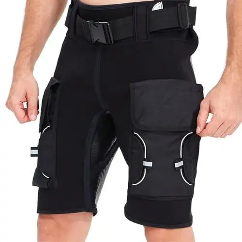 Produktbild: Tauchshorts für Herren mit Taschen, Hoch Taillierte, Schnell Trocknende Strand-Badeshorts, Neopren-Neoprenanzug-Hose, Herren-Cargo-Shorts Zum Tauchen, Surfen, Schnorcheln
