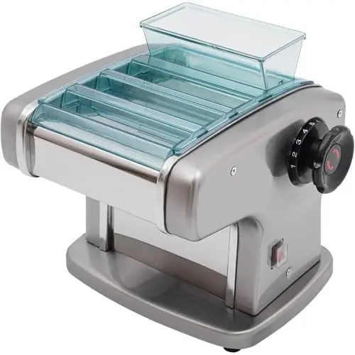 Produktbild: TAUIANE Elektrische Nudelpresse, 9-Fach Verstellbare Teigstärke Einstellung, Teigschneider Aus Edelstahl Für Den Haushalt, Für Nudeln, Teigtaschen,Silber,3 Blades