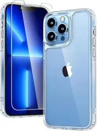Produktbild: TAURI 3 in 1 für iPhone 13 Pro Hülle, 1 Handyhülle+2 Schutzfolie, (Nie Vergilbung) Handyhülle für iPhone 13 Pro Case Schlanke Stoßfeste Anti-Kratzt - Transparent