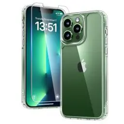 Produktbild: TAURI 3 in 1 für iPhone 13 Pro Max Hülle, 1 Handyhülle+2 Schutzfolie, (Nie Vergilbung) Handyhülle für iPhone 13 Pro Max Case Schlanke Stoßfeste Anti-Kratzt - Transparent