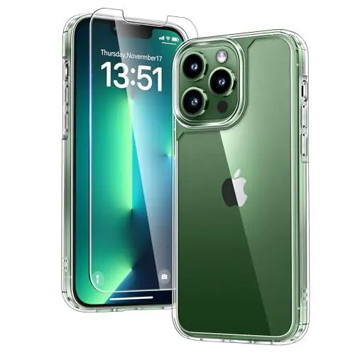 Produktbild: TAURI 3 in 1 für iPhone 13 Pro Max Hülle, 1 Handyhülle+2 Schutzfolie, (Nie Vergilbung) Handyhülle für iPhone 13 Pro Max Case Schlanke Stoßfeste Anti-Kratzt - Transparent