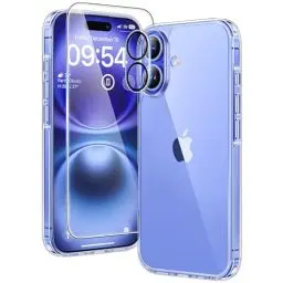Produktbild: TAURI 3 in 1 für iPhone 16 Plus hülle, Handyhülle für iPhone 16 Plus Case, (Vergilbt Nicht) Schlanke, Stoßfeste Telefon Hülle - Transparent